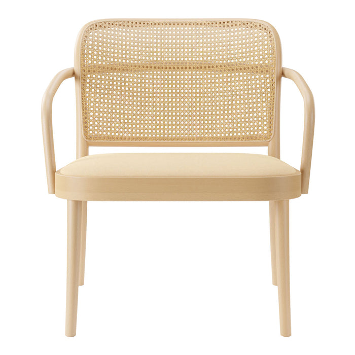 Lounge Armchair 811 - Cane Back & Seat Upholstered - Beech Frame