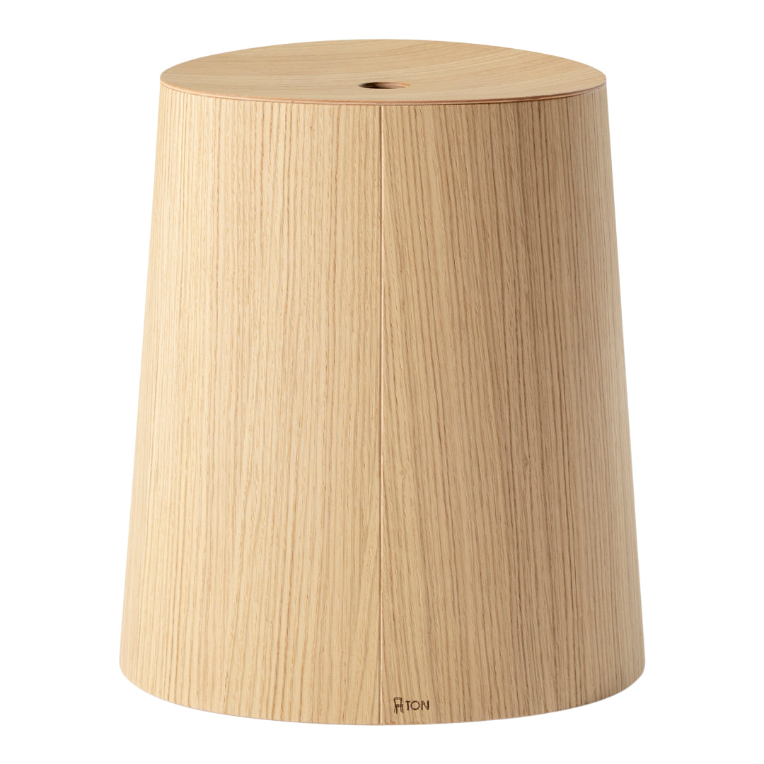 Light natural wood stool with a smooth, textured finish and subtle grain pattern. Perfect for modern decor.