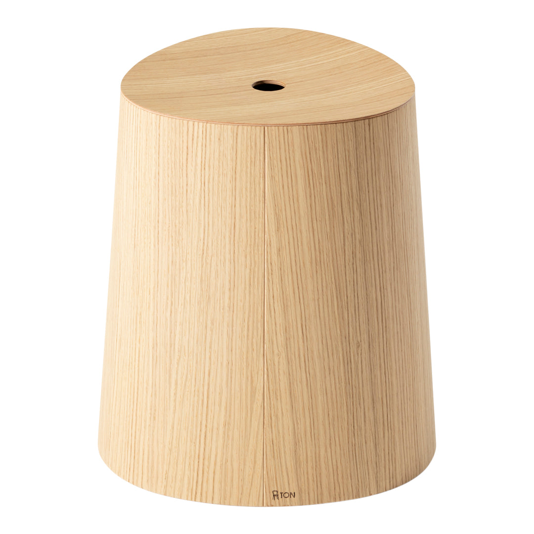 Natural wood stool with a light beige finish and smooth, minimalistic texture. Perfect for modern decor.