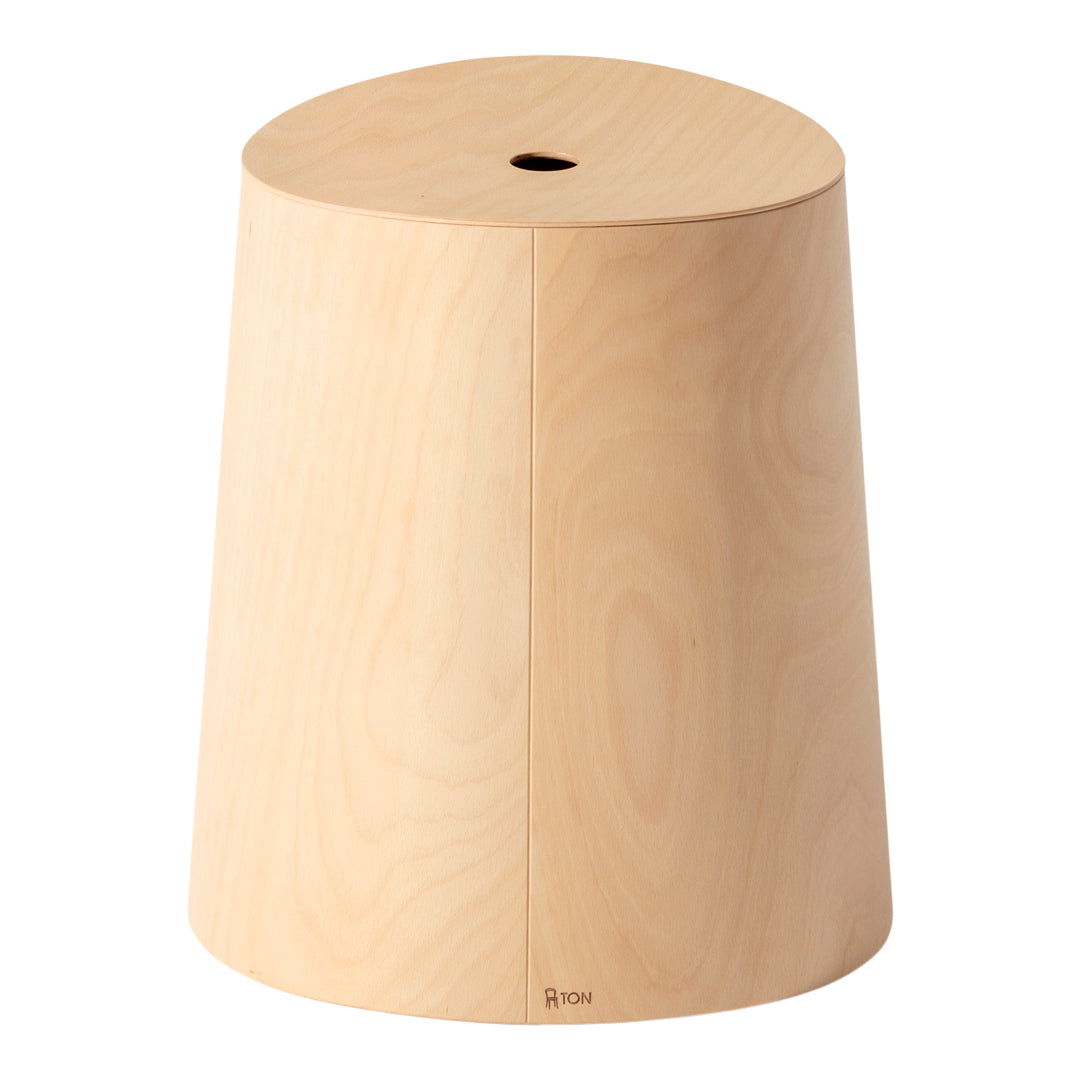 Natural light wood stool with smooth texture and simple, contemporary design. Perfect for modern decor.