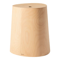 Light natural wood finish with smooth, curved surfaces and minimalistic design. No patterns, just a sleek shape.
