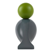 Green spherical accent atop a sleek gray base, showcasing modern minimalist design and contemporary color contrast.