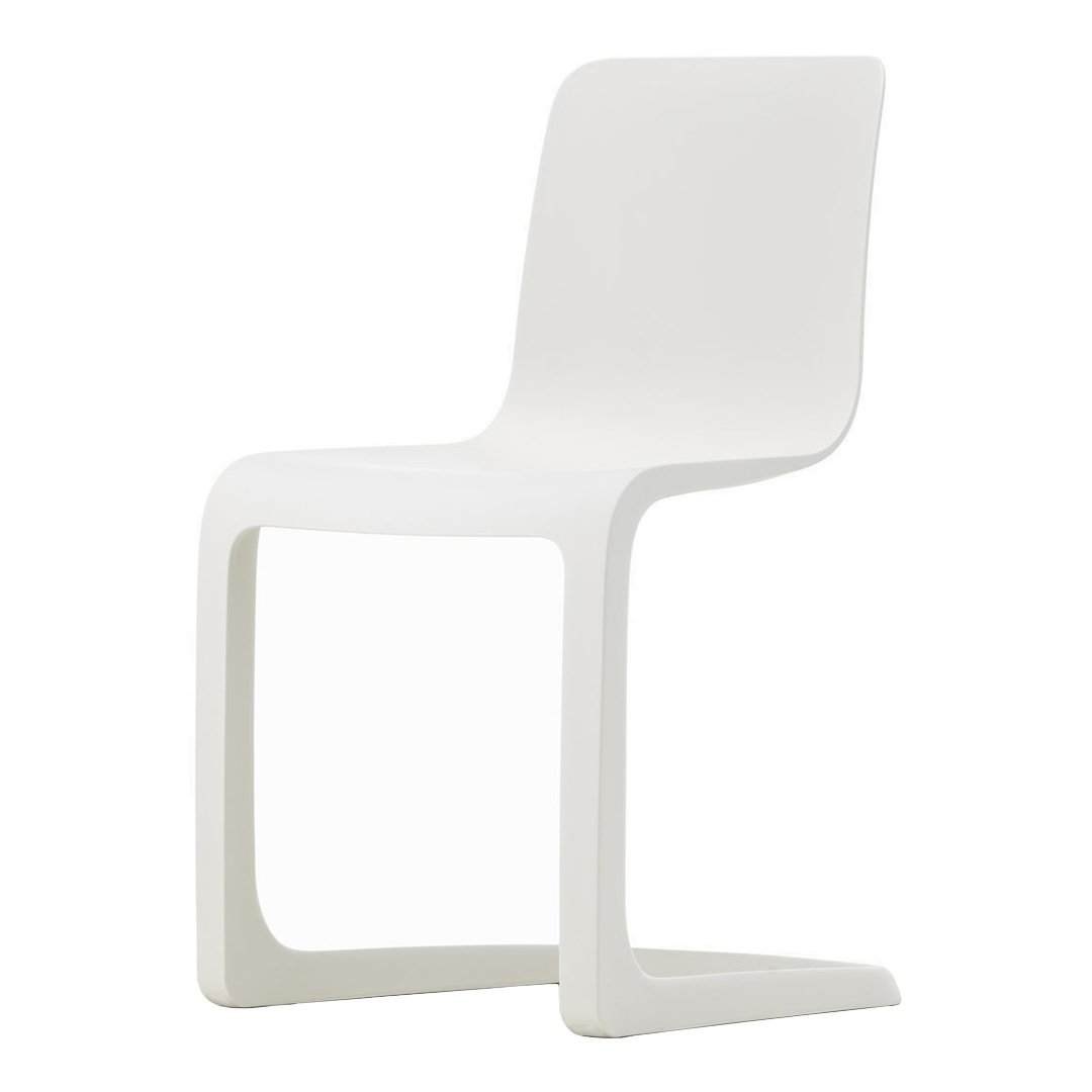 Modern white chair with a sleek, minimalist design and smooth, solid surface. Ideal for contemporary spaces.