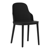 Black plastic chair with a smooth, minimalist design and no visible patterns. Perfect for modern decor.