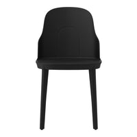 Black modern chair with sleek lines and minimalist design, perfect for contemporary interiors.