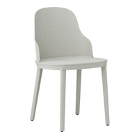 Light gray plastic chair with a sleek design and smooth, curved edges. Ideal for modern home decor.