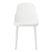 White, modern chair with a smooth finish and simple, minimalist design. Ideal for contemporary spaces.