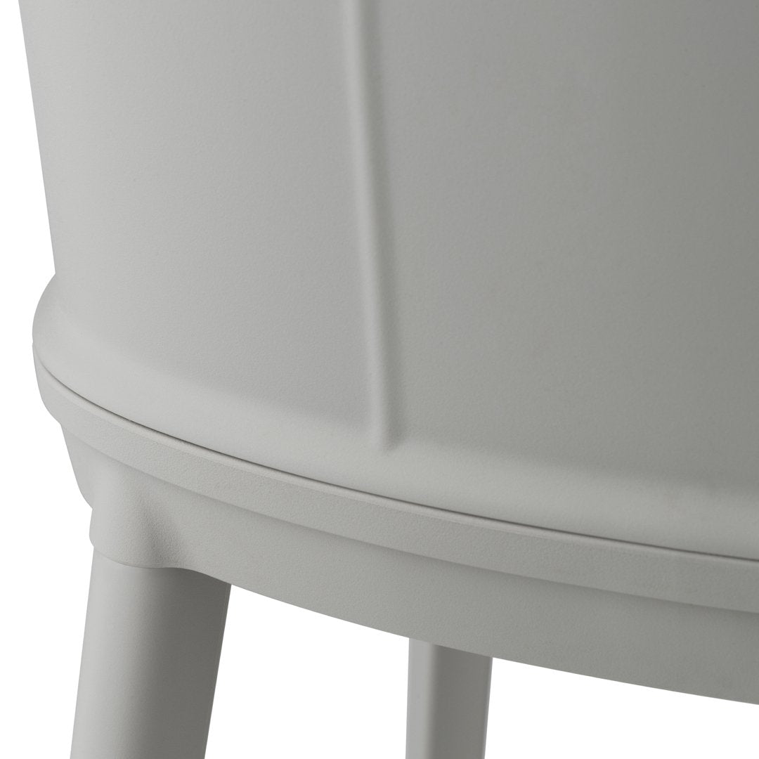 Light gray textured planter with a smooth finish and subtle vertical lines, supported by minimalist legs.