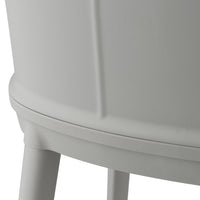 Light gray textured planter with a smooth finish and subtle vertical lines, supported by minimalist legs.