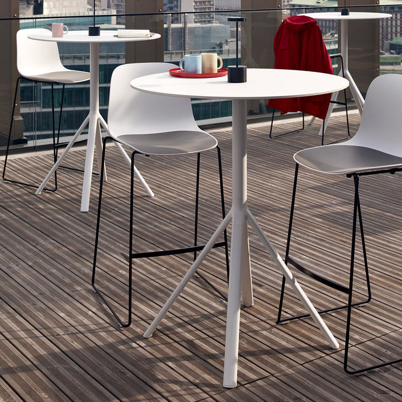 Seela Outdoor Bar Stool - Black Powder-Coated Sled Base - Stackable