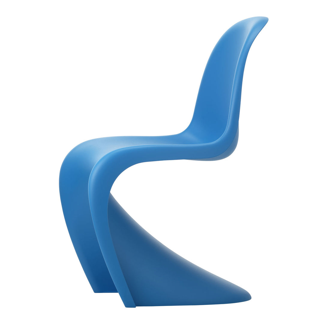 "Smooth blue chair with a sleek, modern design and curved silhouette, perfect for contemporary spaces."