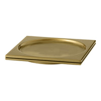 Gold rectangular plate with a smooth, polished surface and subtle round indentation. Elegant and modern design.