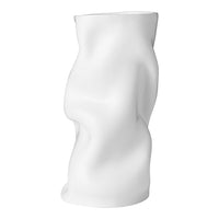 White ceramic vase with a sculptural, wavy texture and smooth finish, perfect for modern decor.