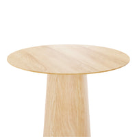 Light wood round table with a smooth surface and natural grain patterns. Perfect for modern decor.