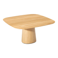 Light oak square coffee table with a sleek grain pattern and smooth, rounded edges. Ideal for modern decor.