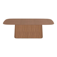 Wooden table featuring a smooth, warm brown finish with subtle grain patterns, perfect for modern decor.