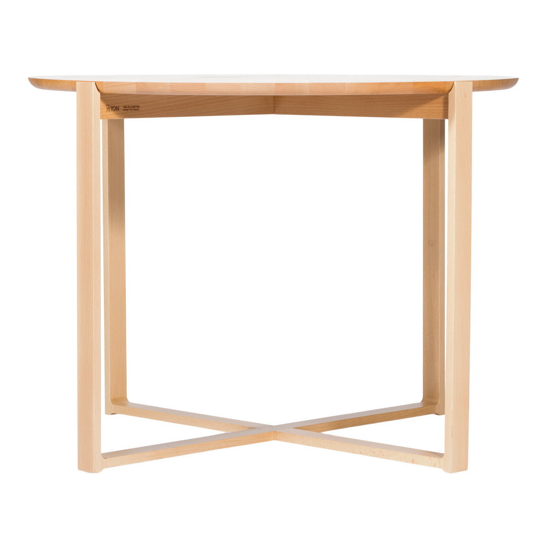 Light wood table with a smooth, natural finish and minimalist design. Classic and versatile for any decor.