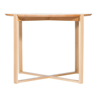 Light wood table with a smooth, natural finish and minimalist design. Classic and versatile for any decor.