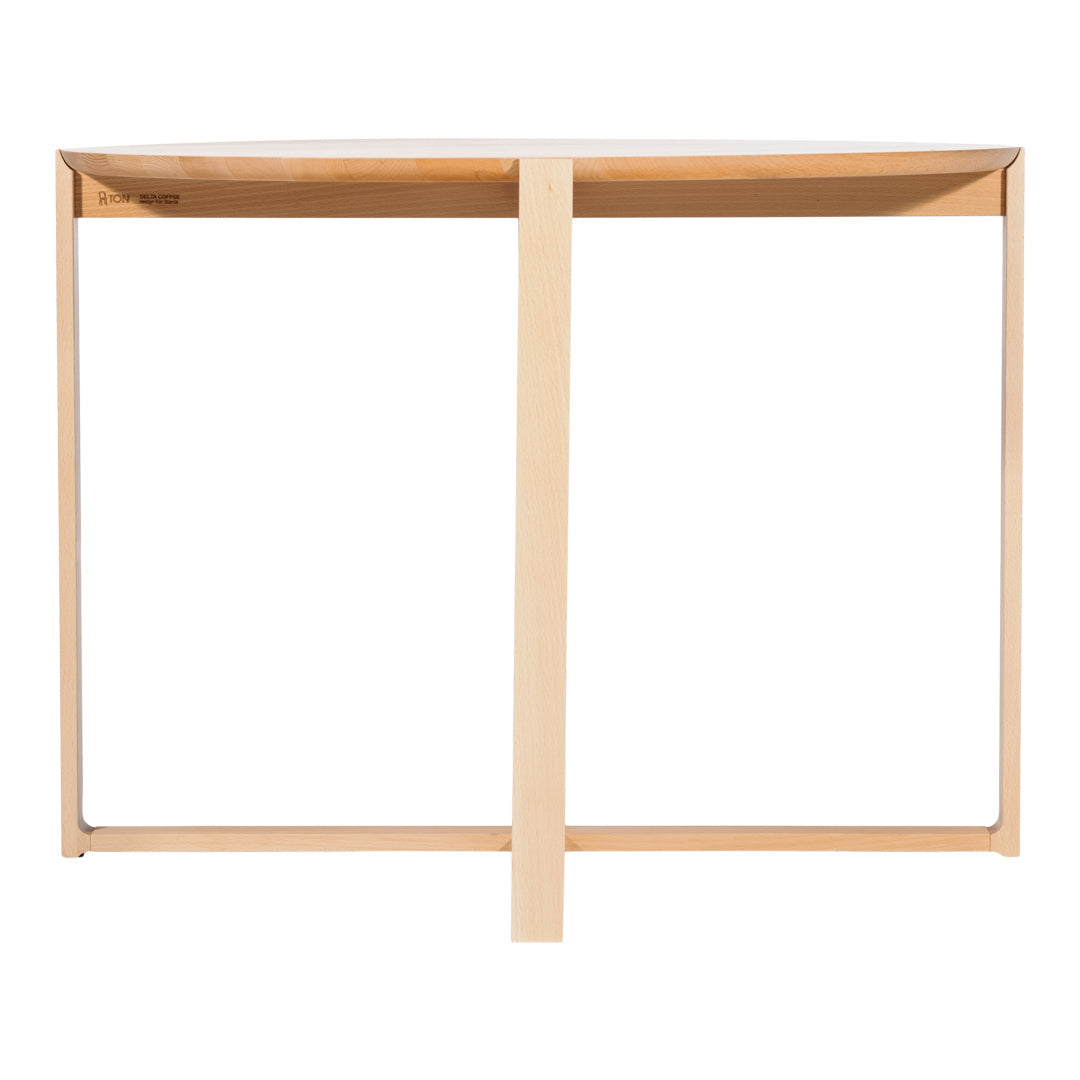 Light wood table with a minimalist design featuring natural grains and a smooth, unadorned surface.