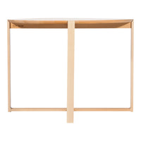 Light wood table with a minimalist design featuring natural grains and a smooth, unadorned surface.