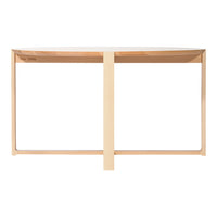 Light wood table with a minimalist design, featuring clean lines and a natural finish. Perfect for modern decor.