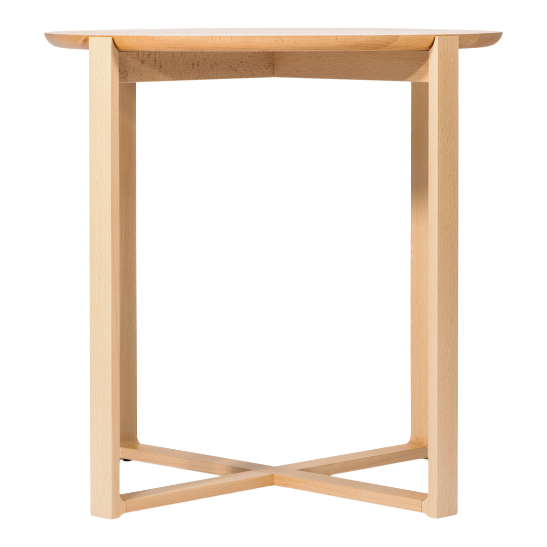 Light wood side table with a smooth natural finish and simple geometric design. Perfect for modern decor.