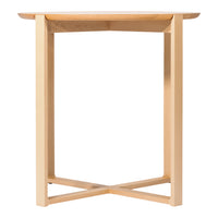 Light wood side table with a smooth natural finish and simple geometric design. Perfect for modern decor.