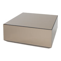 Sleek square storage box in a glossy taupe finish with subtle black edges and a minimalist design.