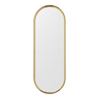 Full-length oval mirror with a sleek, gold frame and a smooth, reflective surface. Perfect for modern decor.