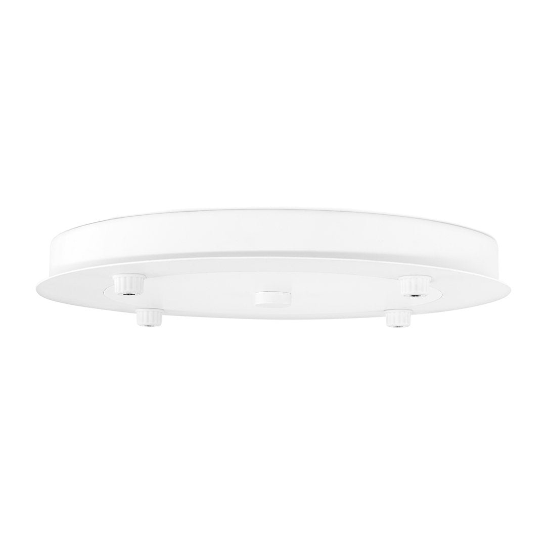 Round, sleek white ceiling light with a smooth surface and minimalist design, ideal for modern decor.