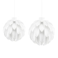 White pendant lights featuring a floral petal design, perfect for modern decor. Elegant and minimalistic.