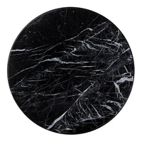 Black round marble plate featuring elegant white veining and a polished finish, perfect for modern decor.