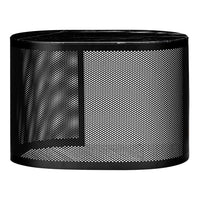 Black mesh wastebasket with a modern perforated pattern for stylish organization and waste disposal.