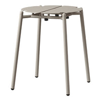 Light beige, minimalist design folding stool with a smooth, matte finish and simple round pattern.