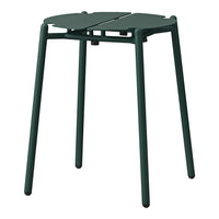 Green, modern stool with a minimalistic design and sleek, curved lines. Ideal for contemporary spaces.