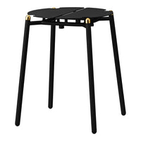 Black minimalist stool with elegant gold accents and a unique overlapping circular design.