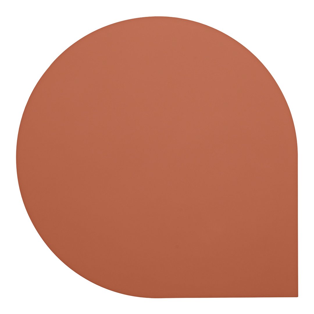 Rust-orange circular wall art with a smooth, matte finish and modern, curved edge design. Perfect for contemporary decor.