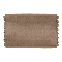 Brown striped rug with textured loops, perfect for adding warmth and style to any space.