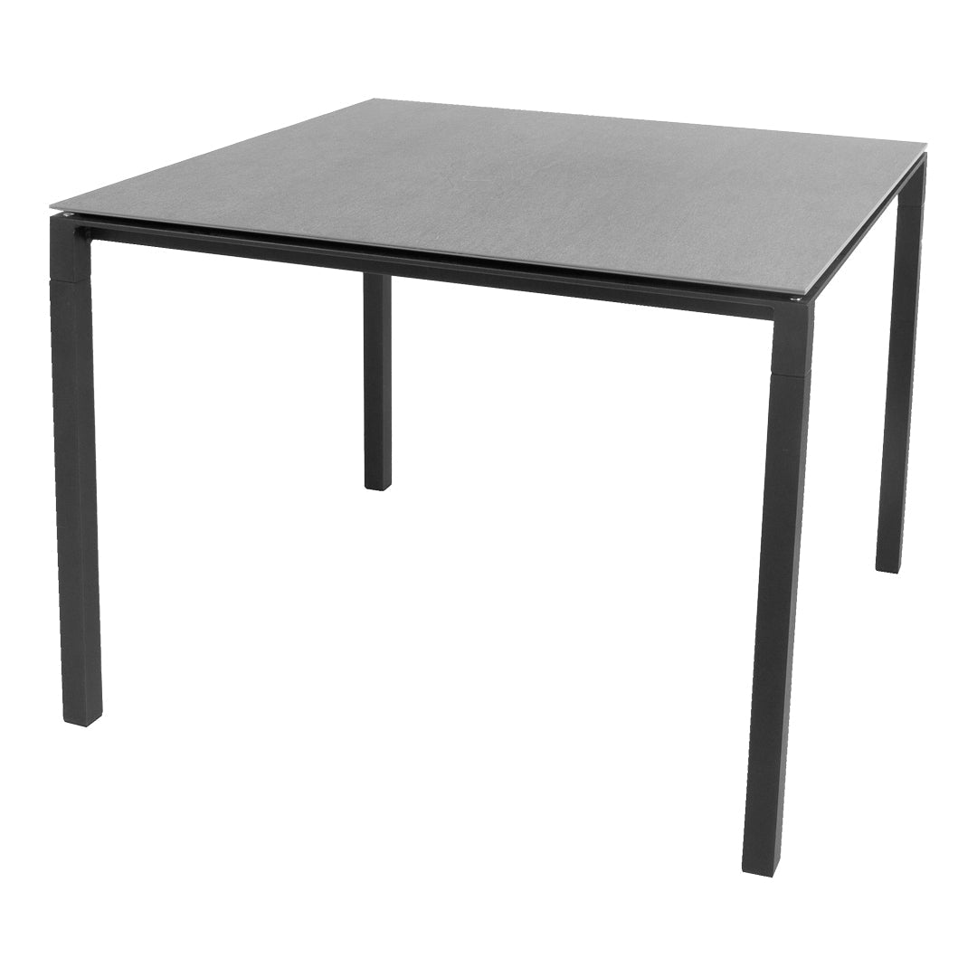Sleek black square table with minimalist design and smooth matte surface, ideal for modern decor.