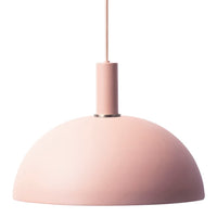 Pink dome pendant lamp with a smooth matte finish, perfect for modern decor.