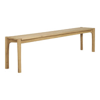 Natural wood bench with a smooth, light brown finish and clean lines, perfect for modern decor.
