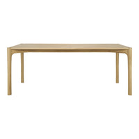 Light natural wood dining table with a smooth finish and simple, clean lines. Perfect for any modern decor.