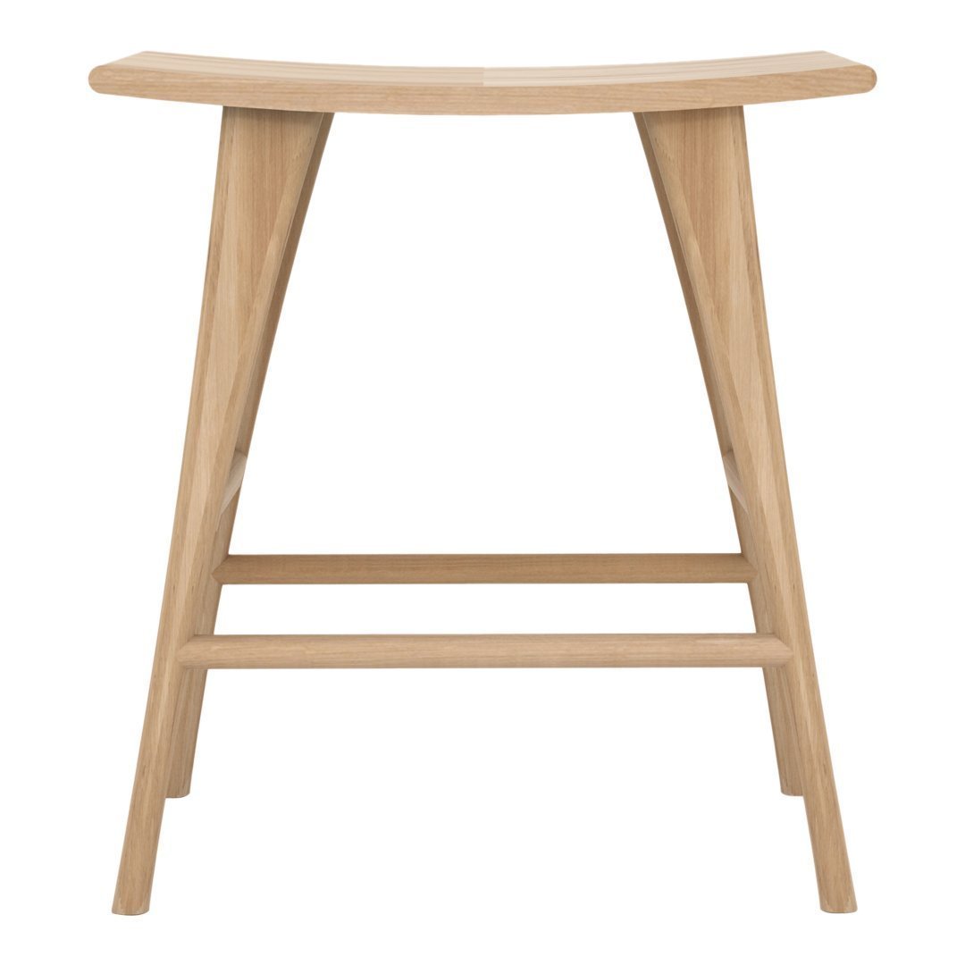 Natural wood bar stool in light beige with a sleek, minimalistic design and smooth finish. Ideal for modern decor.