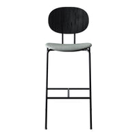 Stylish black and gray bar stool with a minimalistic design and smooth upholstery, perfect for modern decor.