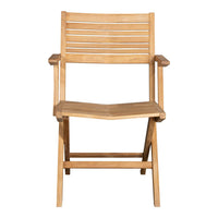 Light wooden chair featuring slatted design and natural grain patterns, perfect for both indoor and outdoor use.