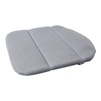 Gray cushioned seat pad with a smooth texture and subtle stitched lines, perfect for adding comfort.