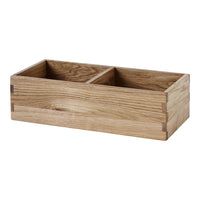 Light oak wooden organizer with a smooth finish and natural grain pattern, featuring two separate compartments.