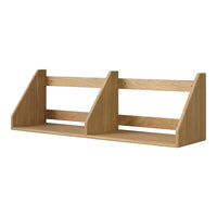 Natural oak wood shelf with a minimalist design featuring a light tan color and smooth, simple lines.