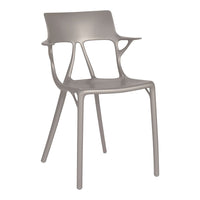 Gray modern plastic chair with a sleek design and minimalistic pattern. Perfect for contemporary spaces.