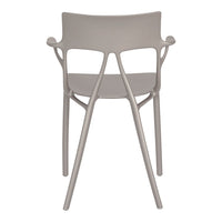 Stylish light gray chair with a modern, minimalist design and smooth, curved lines for contemporary decor.